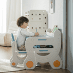 MICCOO Stolik dla dzieci z tablicą do pisania i krzesełkiem - obrazek 4