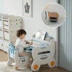 MICCOO Stolik dla dzieci z tablicą do pisania i krzesełkiem - obrazek 5
