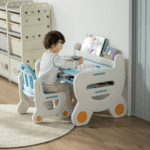 MICCOO Stolik dla dzieci z tablicą do pisania i krzesełkiem - obrazek 7