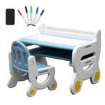 MICCOO Stolik dla dzieci z tablicą do pisania i krzesełkiem