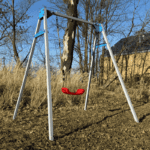 Huśtawka ogrodowa pojedyncza szaro-niebieska + huśtawka "deska"