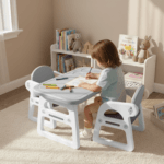 MICCOO Stolik z krzesełkami dla dzieci grey - obrazek 5